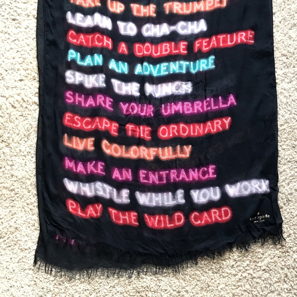 Kate Spade Neon Text Black Scarf